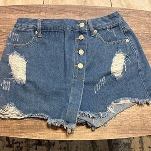 Denim Distressed Skort